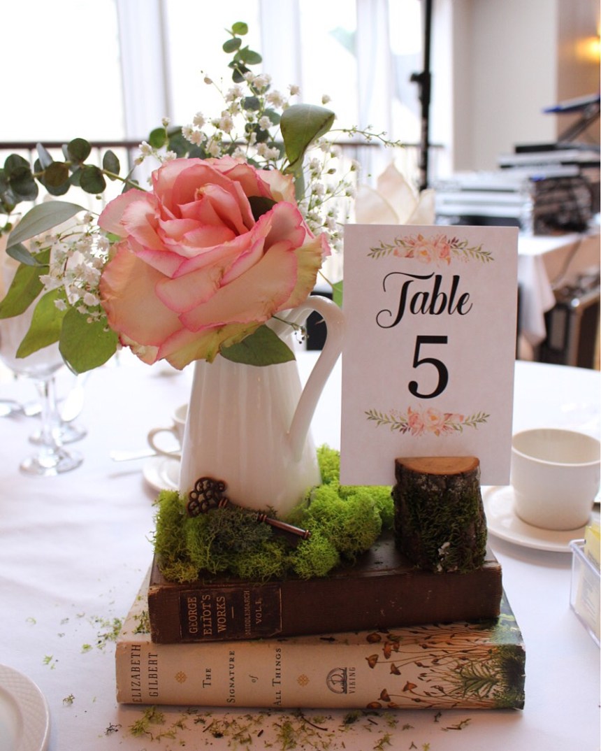 Secret Garden Centerpiece with Custom Table Numbers