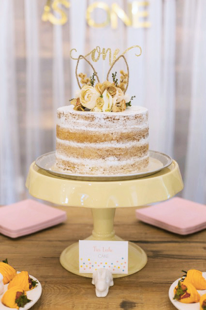 cake with topper and label