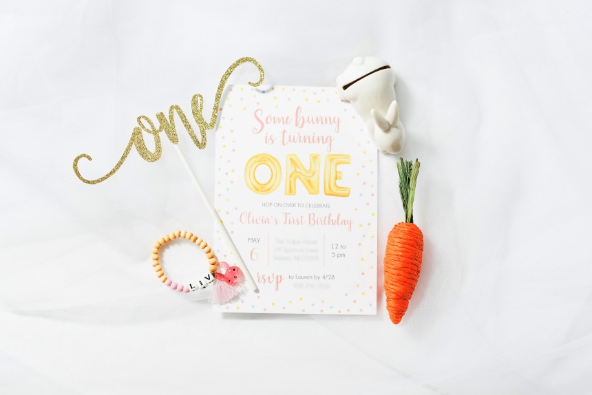 Olivia's First Birthday Invitation and Cake Topper